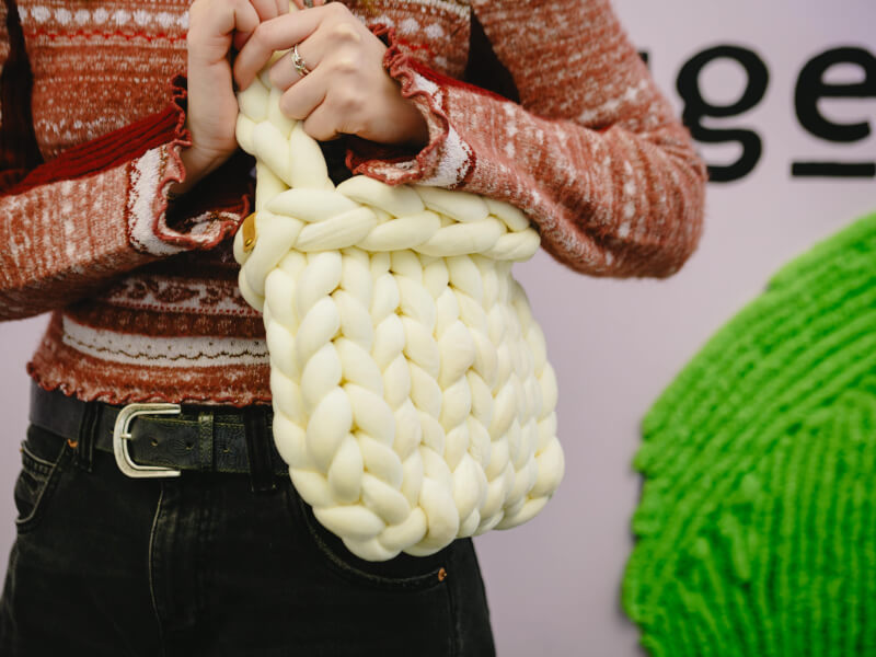 A hand knitted bag